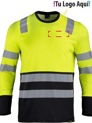 Polera Tecnica Bi color Reflectante Manga Larga Unisex