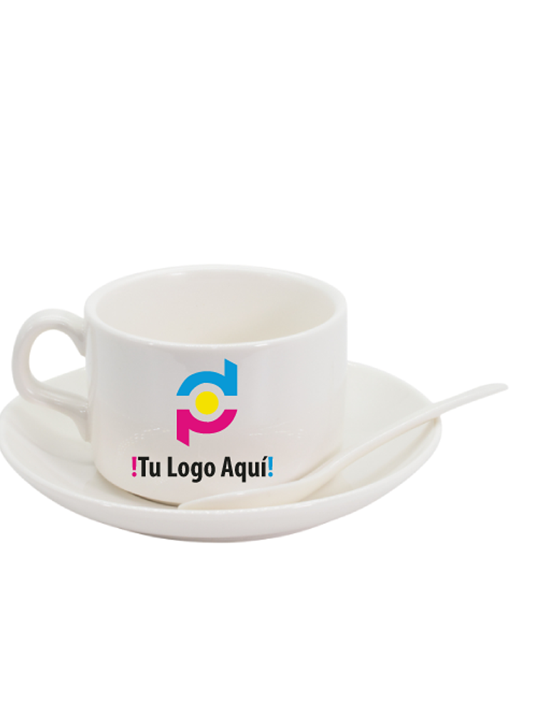 Taza Blanca Para Cafe con Platillo - Para Estampar 6 Onzas 1