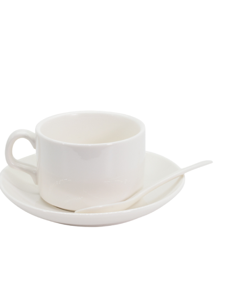 Taza Blanca Para Cafe con Platillo - Para Estampar 6 Onzas 2