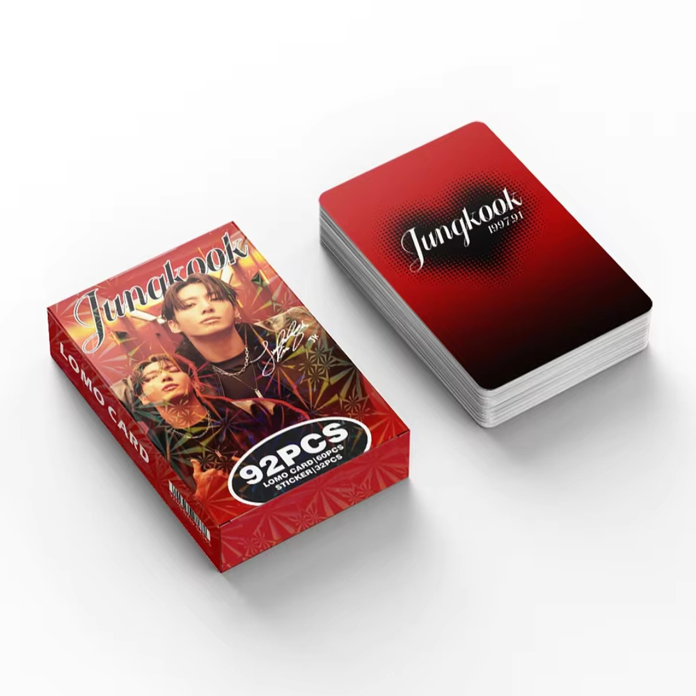 Set Photocards Jungkook Bts - 92 Pcs (60 Photocards + 32 Stickers) No Oficial