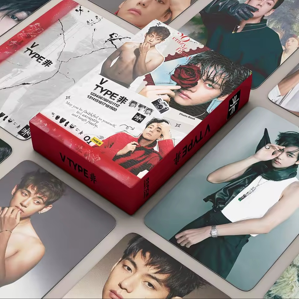 Set Photocards V Bts - 92 Pcs (60 Photocards + 32 Stickers) No Oficial