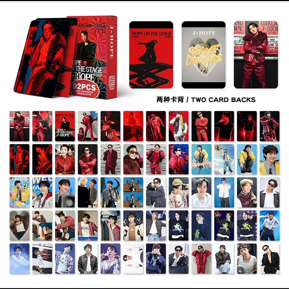 Set Photocards J Hope Bts - 92 Pcs (60 Photocards + 32 Stickers) No Oficial