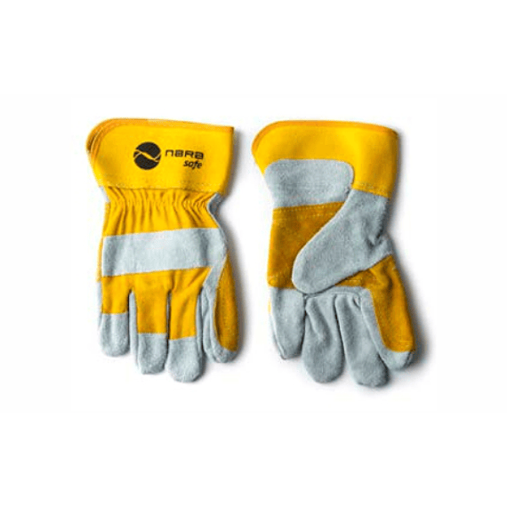 Guantes carnaza dril 10,5" con refuerzo, color amarillo con blanco