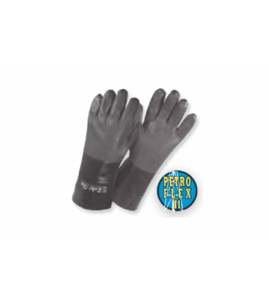 Guantes PVC Semicorrugados, Uso Industrial, Color Negro ,PetroFlex II