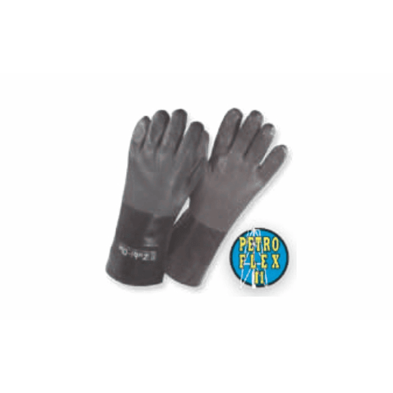 Guantes PVC Semicorrugados, Uso Industrial, Color Negro ,PetroFlex II