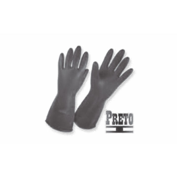 Guantes Caucho Negro Largo: 12? (30.48cm), Durables para la industria Preto I