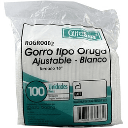 GORRO ORUGA BLANCO X 100 --ALFASAFE UBI 13-D*