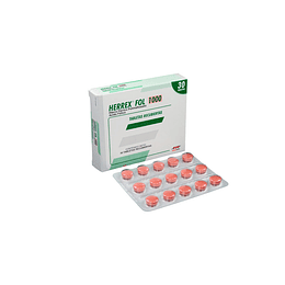 HERREX FOL 1000 MG X 30 TAB -HIERRO + ACIDO FOLICO-FARMA UBI 