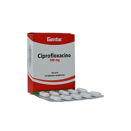 CIPROFLOXACINO 500 MG X 10 TAB --GENFAR- CUM 00051066-01-LOTE C02510C-VTO NOV  UBI 7-F