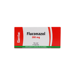FLUCONAZOL 200 MG X 4 CAP --GENFAR- CUM 51860-2- LOTE D000850- VTO DIC 25 UBI 20-B