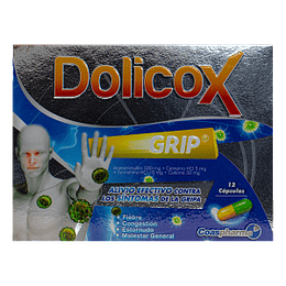DOLICOX GRIP X 12 CAP -ACETAMINOFEN +CAFEINA + CETIRIZINA +FENILEFRINA-MEDICBRAND UBI 7-F