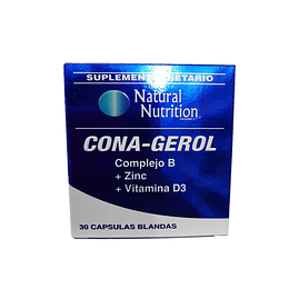 CONA-GEROL X 30 CAP BLANDA - COMPLEJO B+ZINC+VITAMINA D3-NATURAL NUTRITION UBI 