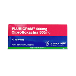 PLURIGRAM 500 MG X 10 TAB -CIPROFLOXACINO-QUIMICA PATRIC UBI 13-D