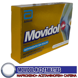 MOVIDOL X 12 TAB -NAPROXENO + ACETAMINOFEN + CAFEINA-ABBOTT UBI 7-F