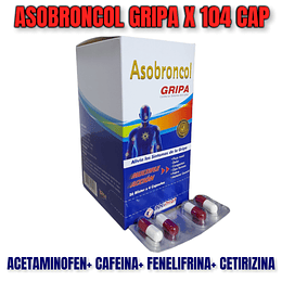 ASOBRONCOL GRIPA X 104 CAP- ACETAMINOFEN+ CAFEINA+FENILEFRINA+ CETIRIZINA- ROCIPHAR- VTO FEB 26- UBI 25-A