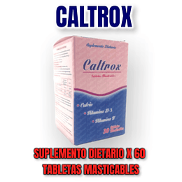 CALTROX PLUS X 60 TAB MASTIC -CALCIO+ VITAMINA D3+ VITAMINA K -ANGLOPHARMA -VTO JUL 24 -UBI 2-C