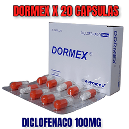 DORMEX 100 MG X 20 CAP -DICLOFENACO RETARD 100MG -NOVAMED -VTO FEB 26 -UBI 20-F