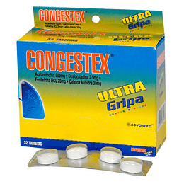 CONGESTEX ULTRA GRIPA X 32 TAB - ACETAMINOFEN+DESLORATADINA+FENILEFRINA+CAFEINA-NOVAMED UBI 7-F