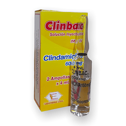 CLINBAC 600MG/4ML INYECT X 2 AMP -CLINDAMICINA-LABQUIFAR UBI 3-A