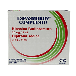 ESPASMOKOV COMPUESTO X 5 AMP -HIOSCINA+ DIPIRONA -BLASKOV -VTO AGO 26 -UBI 18-E
