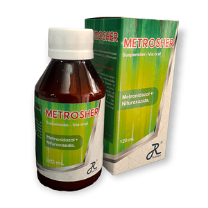 METROSHER SUSP X 120 ML -METRONIDAZOL+ NIFUROXAZIDA -RUECAM -UBI 16-F
