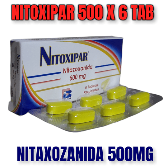 NITOXIPAR 500 MG X 6 TAB- NITAZOXANIDA 500 MG- BIOQUIFAR- VTO OCT 25- UBI 4-D