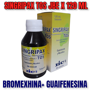 SINGRIPAX TOS JBE X 120 ML -BROMHEXINA+ GUAIFENESINA -HC -UBI 12-F