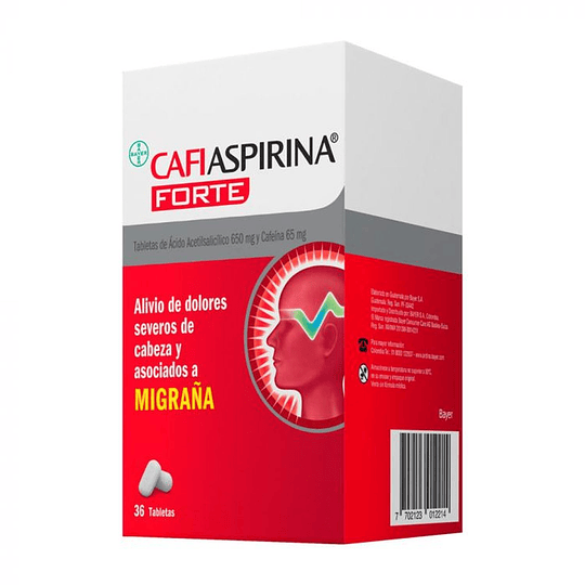 CAFIASPIRINA FORTE 650MG/65MG X 36 TAB - CAFEINA+ACIDO ACETILSALICILICO-BAYER UBI