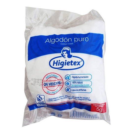 ALGODON HIGIETEX X 5 G --HIGIETEX UBI 22-B