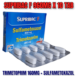 SUPRIBAC F 960 MG X 10 TAB -TRIMETOPRIM+ SULFAMETOXAZOL -BIOQUIFAR -VTO MAY 25 -UBI 5-B