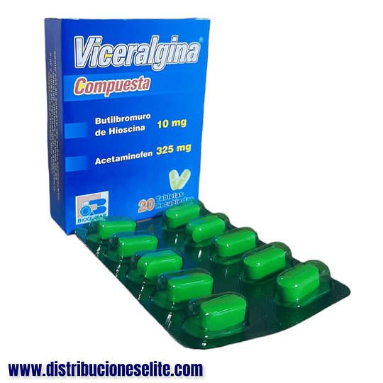 VICERALGINA COMPUESTA X 20 TAB- ACETAMINOFEN+ HIOSCINA- BIOQUIFAR- VTO ABR 26- UBI 5-C