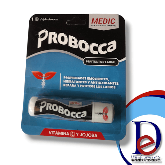 PROBOCCA MEDIC PROTECTOR LABIAL X 5 GR- VITAMINA E+ JOJOBA+ EUCALIPTO+ MENTOL- POKEM- VTO N/A- UBI