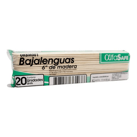 BAJALENGUAS MADERA X 20 BOLSA X 25 --ALFASAFE UBI 13-D*