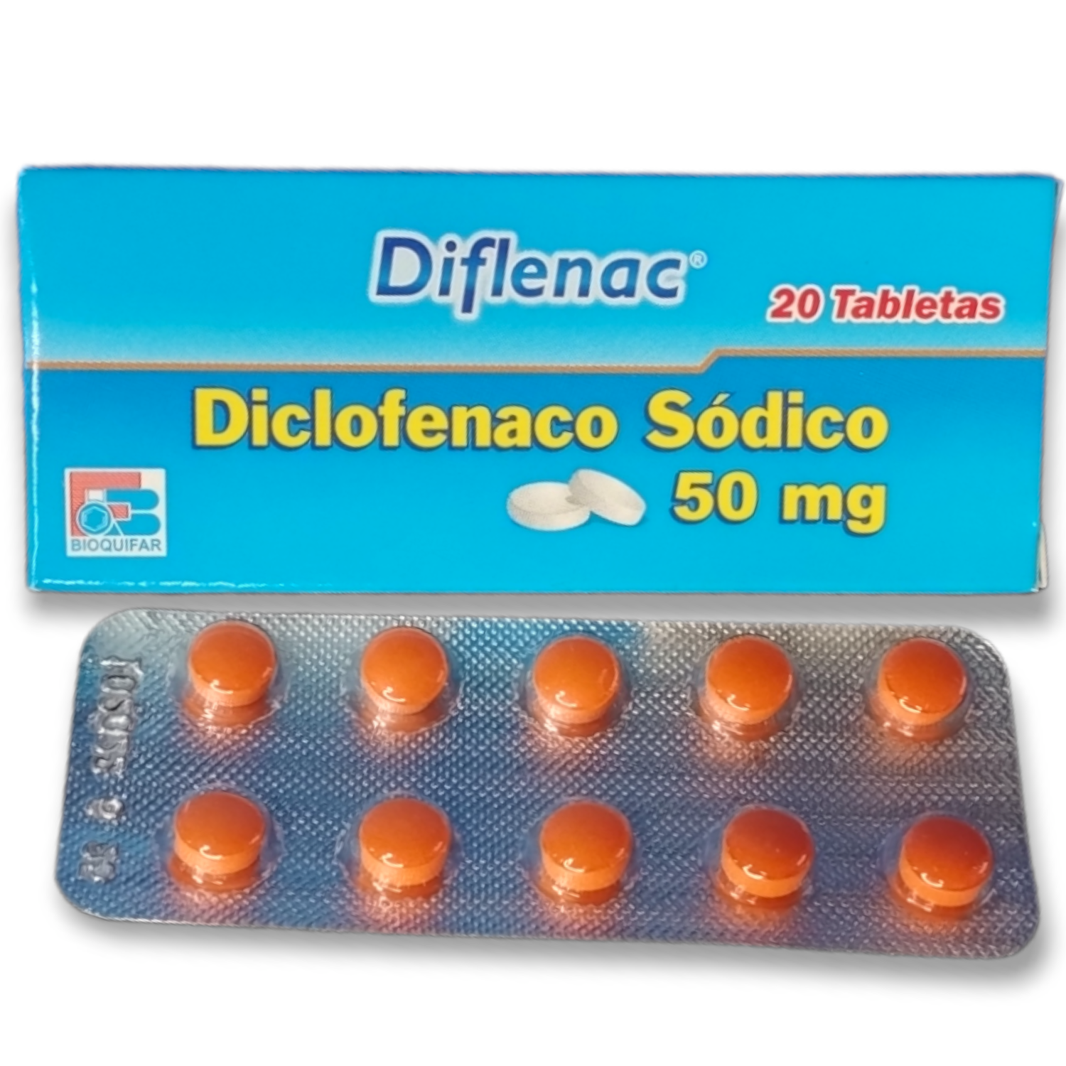 DIFLENAC 50 MG X 20 TAB -DICLOFENACO-BIOQUIFAR