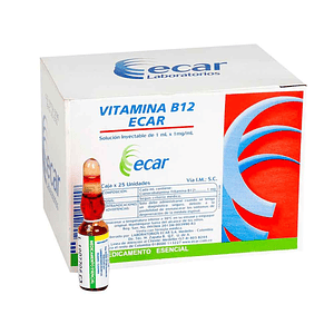 VITAMINA B12 X 25 AMP X 1 ML --ECAR- UBI 12-D