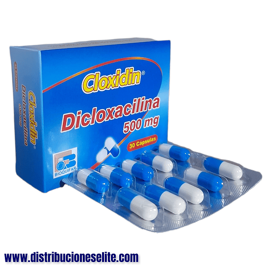 CLOXIDIN 500 MG X 30 CAP- DICLOXACILINA 500 MG- BIOQUIFAR- VTO MAR 26- UBI 3-C