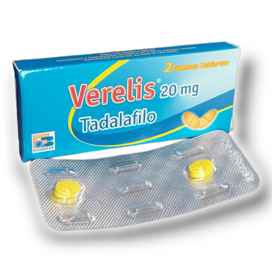 VERELIS 20 MG X 2 TAB-TADALAFILO- BIOQUIFAR- CUM 20201627-1- LOTE 111822- VTO SEP 25 UBI- 5-B