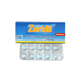 ZERIDIL 10 MG X 10 TAB -CETIRIZINA 10MG -BIOQUIFAR -VTO MAY 27 -UBI 5-C