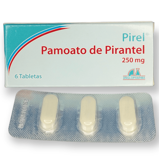 PIREL 250 MG X 6 TAB- PAMOATO DE PIRANTEL 250 MG- ANGLOPHARMA- VTO 26- UBI 2-E