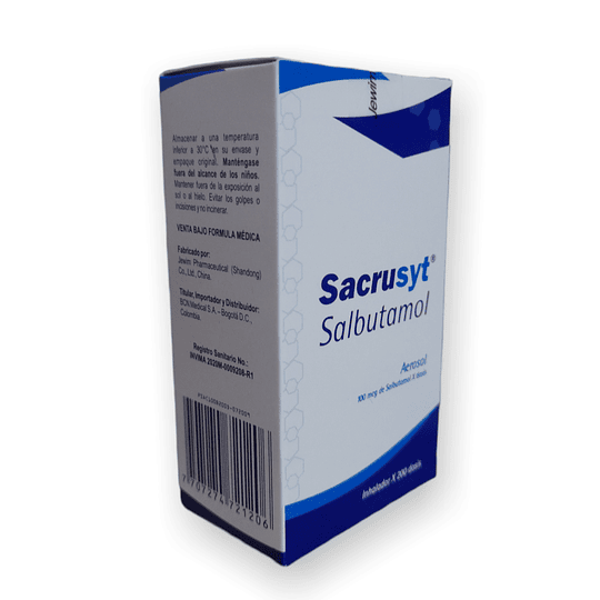 SACRUSYT 100 MCG INHALADOR X 200 DOSIS- SALBUTAMOL 100 MCG- FAES- VTO MAR 26- UBI 18-B