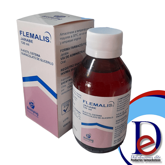 FLEMALIS JBE X 120 ML -N-ACETILCISTEINA+ GUAYACOLATO DE GLICERILO -BREMYMG -VTO AGO 25 -UBI 18B-E