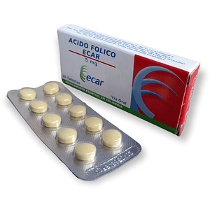 ACIDO FOLICO 5 MG X 20 TAB - - ECAR- 12-A