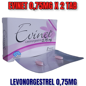EVINET 0.75 MG X 2 TAB- LEVONOGESTREL 0,75 MG- COLMED- 7-D