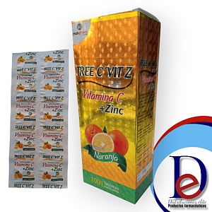 TREE C VIT Z NARANJA X 100 TAB MAST- VITAMINA C + ZINC- MARKPHARM- - UBI 27-B