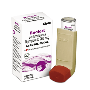 BECLORT 250 MCG INHALADOR X 200 DOSIS- BECLOMETASONA 250 MCG- CIPLA- UBI 19-B