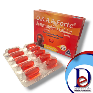O.K.A.P FORTE X 10 CAP- ACETAMINOFEN + CAFEINA- TRIDEX- UBI 1-A
