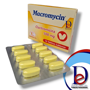 MACROMYCIN 500 MG X 10 TAB- CLARITROMICINA 500MG- LABQUIFAR- - UBI 4-C