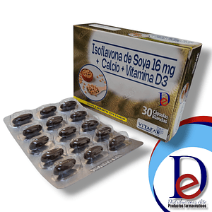 ISOFLAVONA DE SOYA 16 MG + CALCIO+ VITAMINA D3- - VITAFAR- 24-B