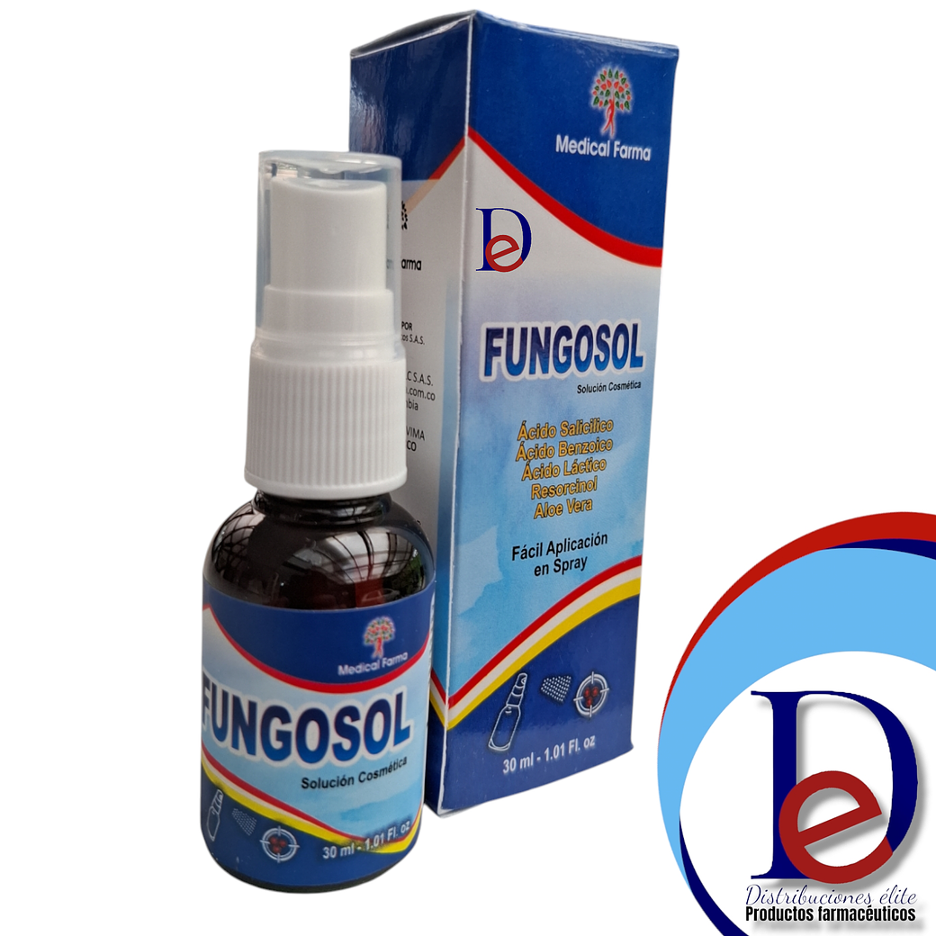 FUNGOSOL SPRAY X 30 ML - ACIDO SALICILICO+ ACIDO BENZOICO+ ACIDO LACTICO+ RESORCINOL+ALOE VERA- MEDICAL- 21-F 1