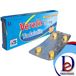 VERELIS 20 MG X 4 TAB- TADALAFILO 20 MG- BIOQUIFAR- - UBI 5-B
